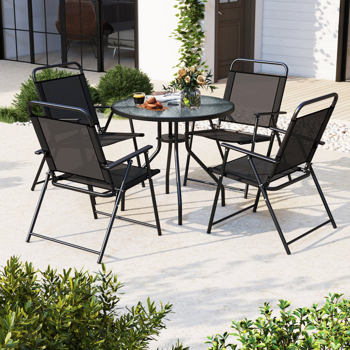 6 Piece Outdoor Dining Set with Detachable Umbrella for Poolside-