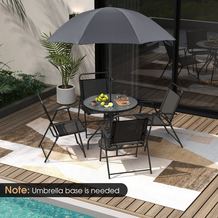 6 Piece Outdoor Dining Set with Detachable Umbrella for Poolside-