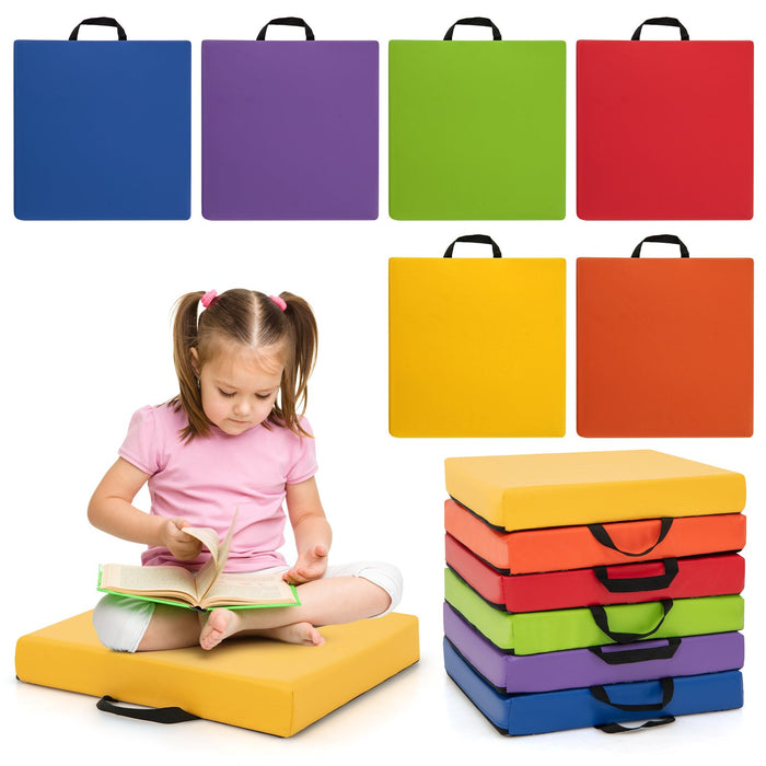 6 Pieces Square Floor Cushions with Carrying Handles-