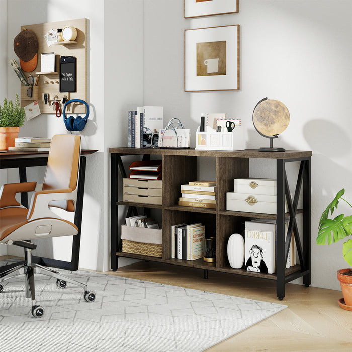 6-Cube Storage Organizer 120CM Wide Bookshelf with Open Compartments-