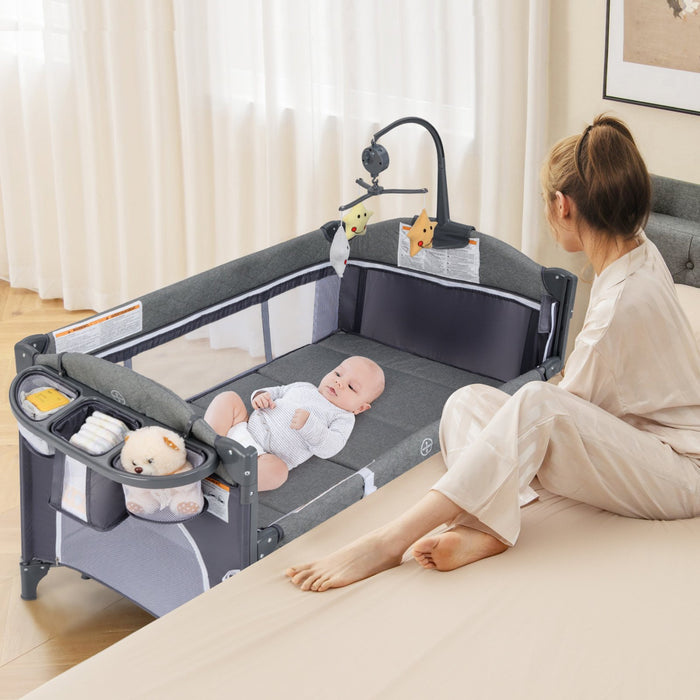 6-in-1 Baby Bed Travel Cot with Changing Table for Baby-