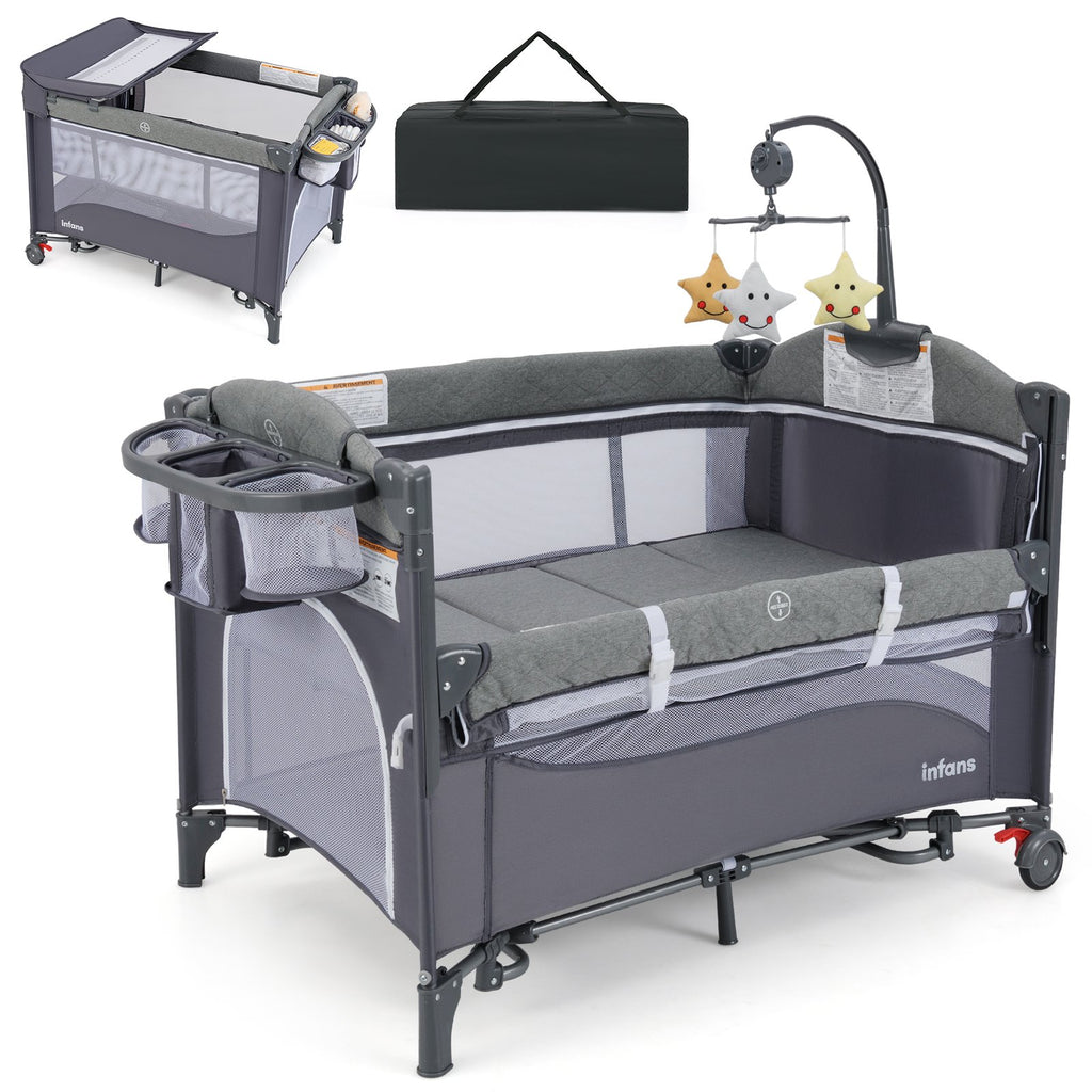 6-in-1 Baby Bed Travel Cot with Changing Table for Baby-