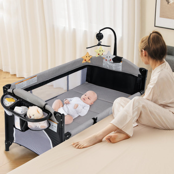 6-in-1 Baby Bed Travel Cot with Changing Table for Baby-