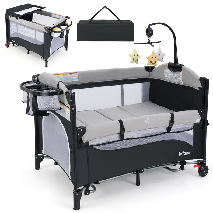 6-in-1 Baby Bed Travel Cot with Changing Table for Baby-