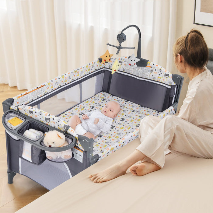 6-in-1 Baby Bed Travel Cot with Changing Table for Baby-