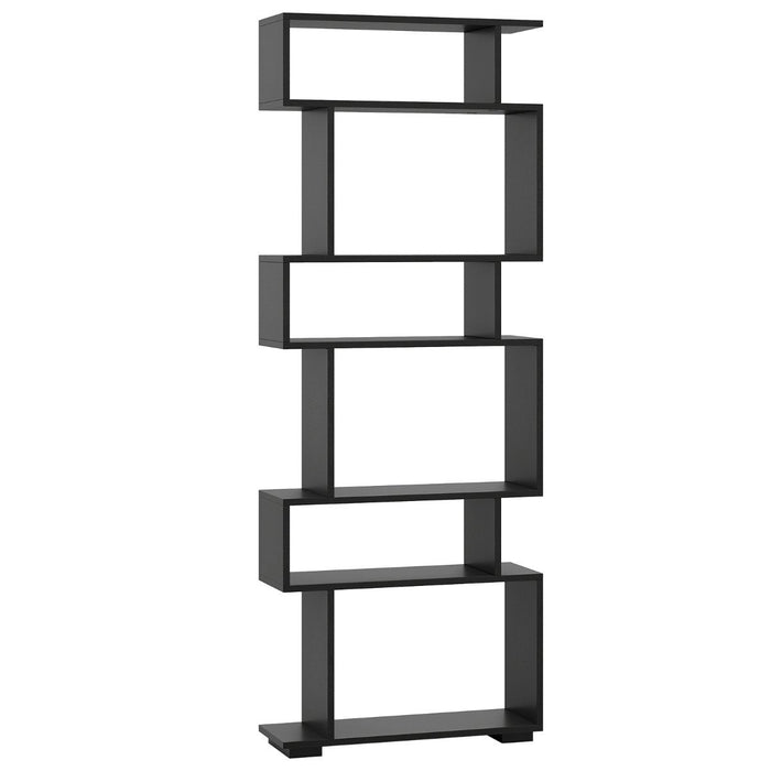 6-Tier Bookshelf with 2 Anti-Tipping Kits for Home Office-Black