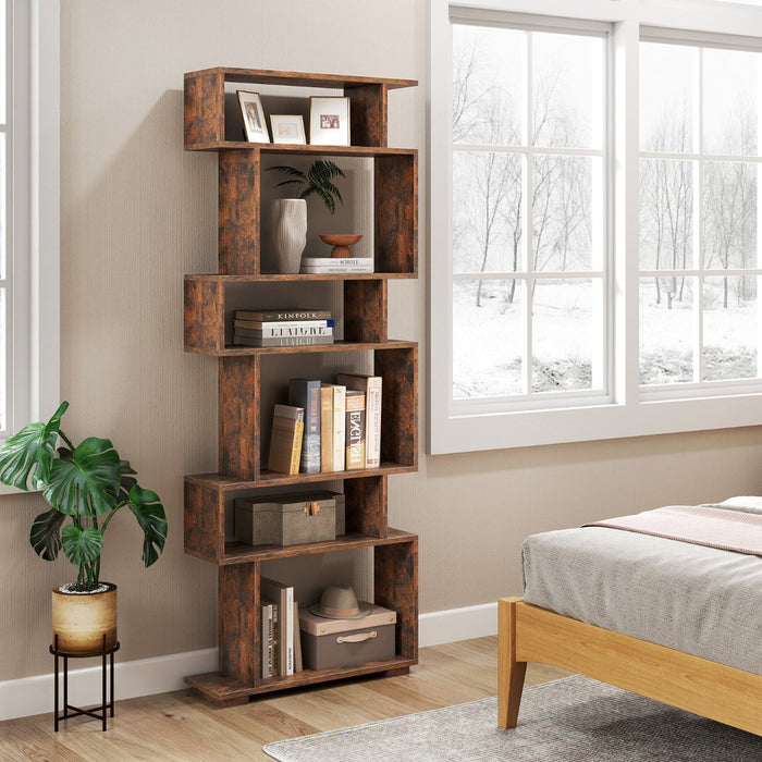 6-Tier Bookshelf with 2 Anti-Tipping Kits for Home Office-Black