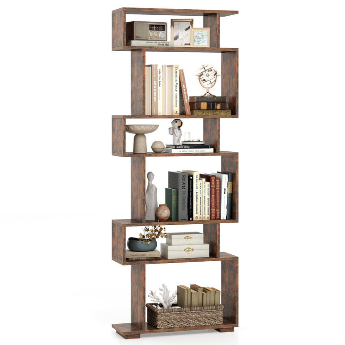 6-Tier Bookshelf with 2 Anti-Tipping Kits for Home Office-Black