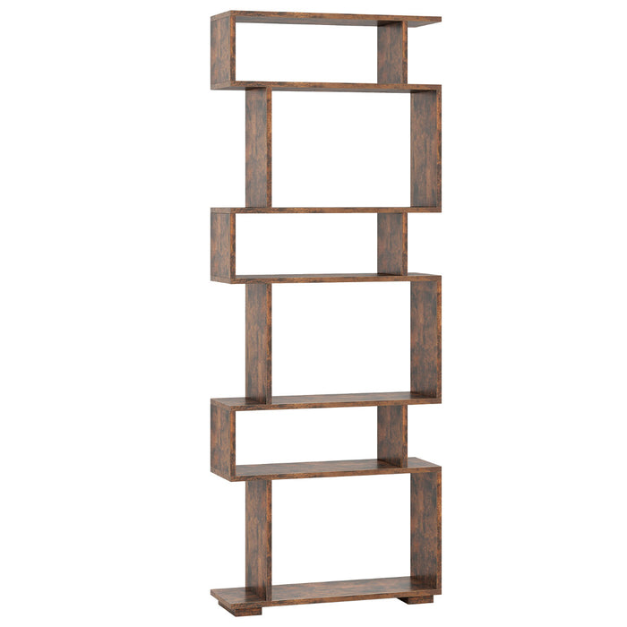 6-Tier Bookshelf with 2 Anti-Tipping Kits for Home Office-Black