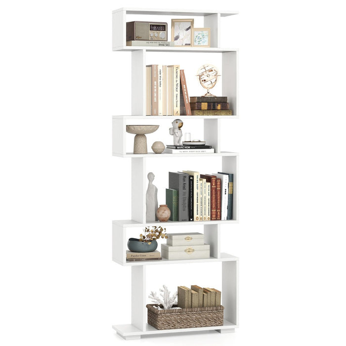 6-Tier Bookshelf with 2 Anti-Tipping Kits for Home Office-Black