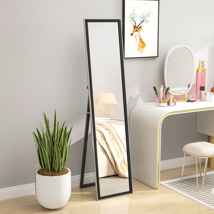 HOMCOM Full Length Mirror, 37 x 157cm Wall Mounted, Leaning, Free Standing Mirror, Framed Full Body Mirror for Living Room, Bedroom, Black
