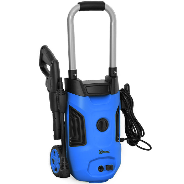 Outsunny 1800W High Pressure Washer, 150 Bar Pressure, 420 L/h Flow, Portable Electric Power Washer Jet Wash Cleaner with Adjustable Nozzle, 6M Hose, Steel Handle for Home Patio Car Driveway, Blue