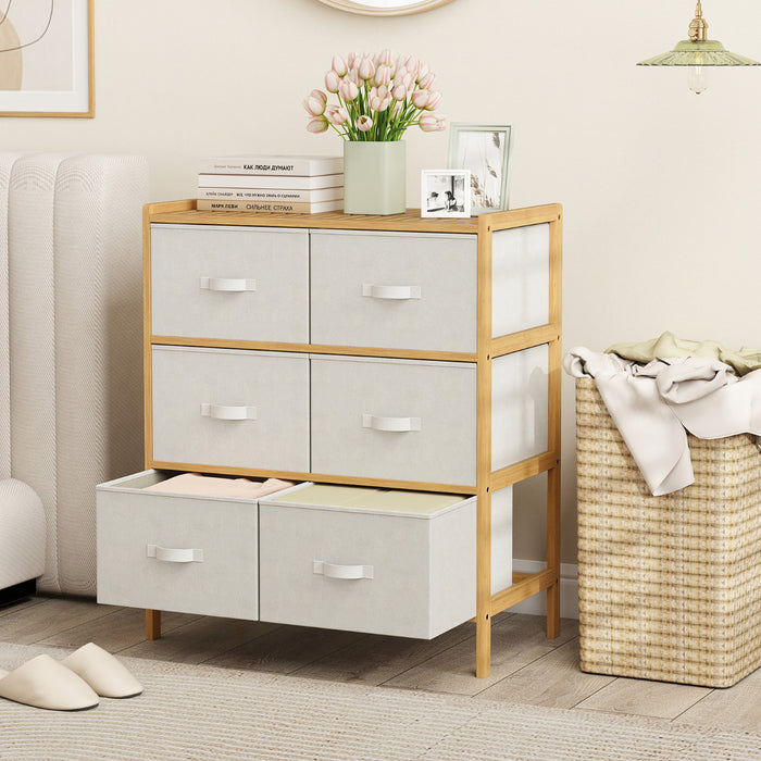 6-Drawer Dresser with 6 Foldable Fabric Drawers -