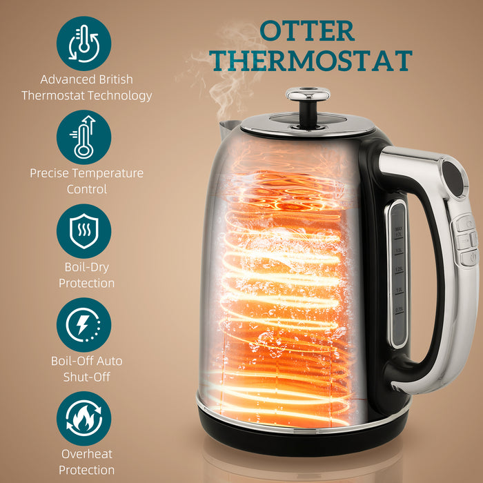 HOMCOM Polished Retro 40-100°C Kettle and Toaster Set - Black