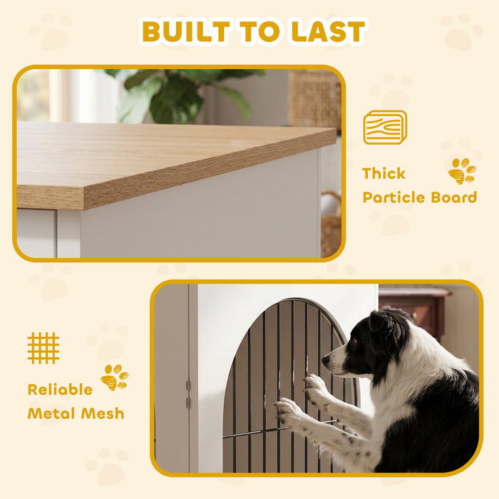 PawHut Dog Crate Furniture, Indoor Dog Cage with Double Doors for Large Breeds, Pet Kennel End Side Table