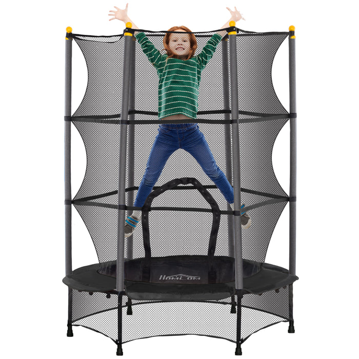 HOMCOM 4.6FT/75" Kids Trampoline, Indoor Outdoor Toddler Trampoline, with Safety Enclosure, Springless design - Black