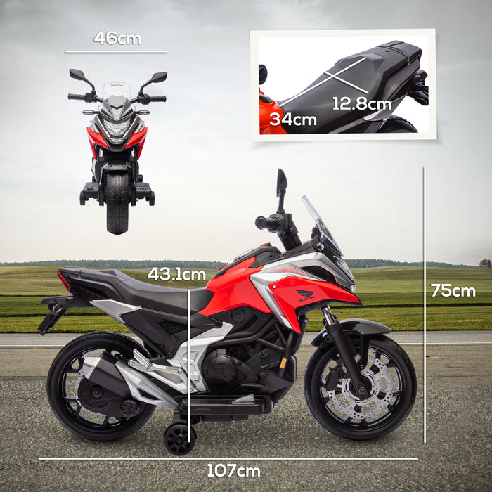 Honda 12V Children's Electric Motorcycle - with Built-In Music, Bright Headlights & Educational Features - Perfect Ride-on Toy for Kids Aged 3-6, Vibrant Red