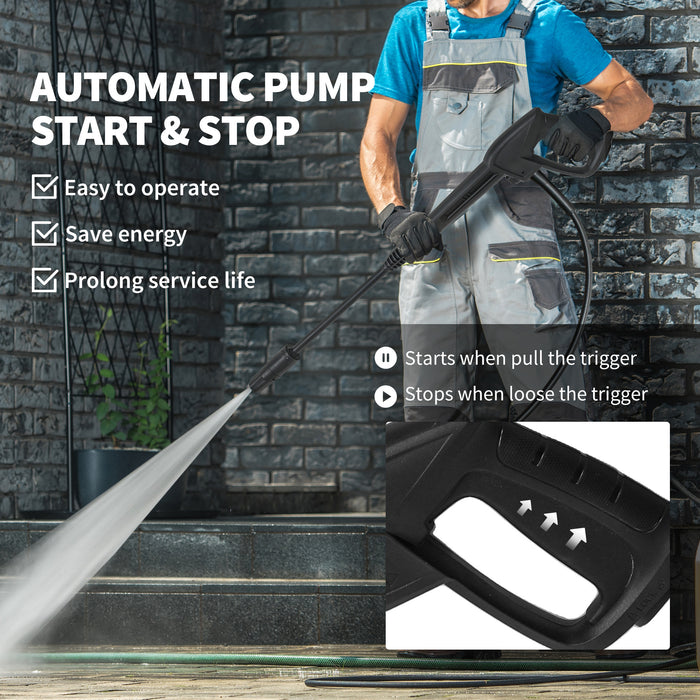 Outsunny 2200W High Pressure Washer, 170 Bar Pressure, 420 L/h Flow, Portable Electric Power Washer Jet Wash Cleaner with Adjustable Nozzle 6M Hose and Hose Reel for Home Patio Car Driveway