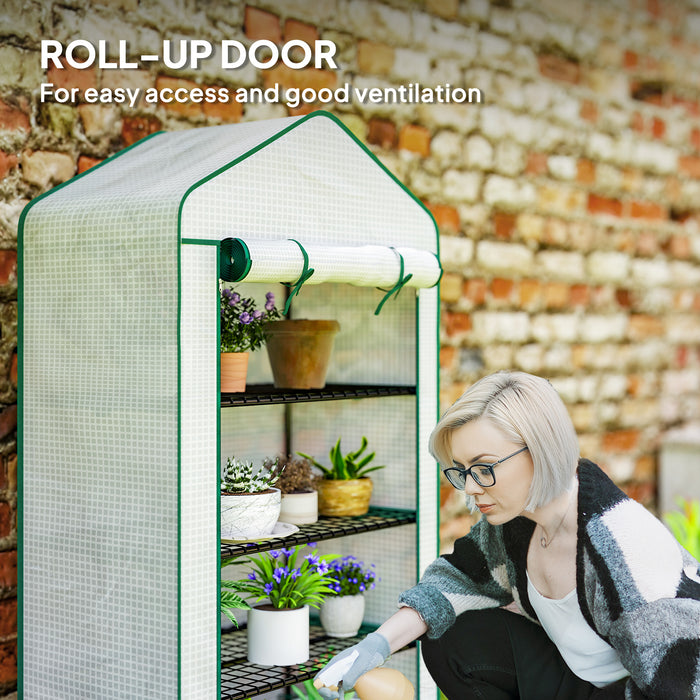 Outsunny Four-Tier Mini Greenhouse, with Reinforced Plastic Cover