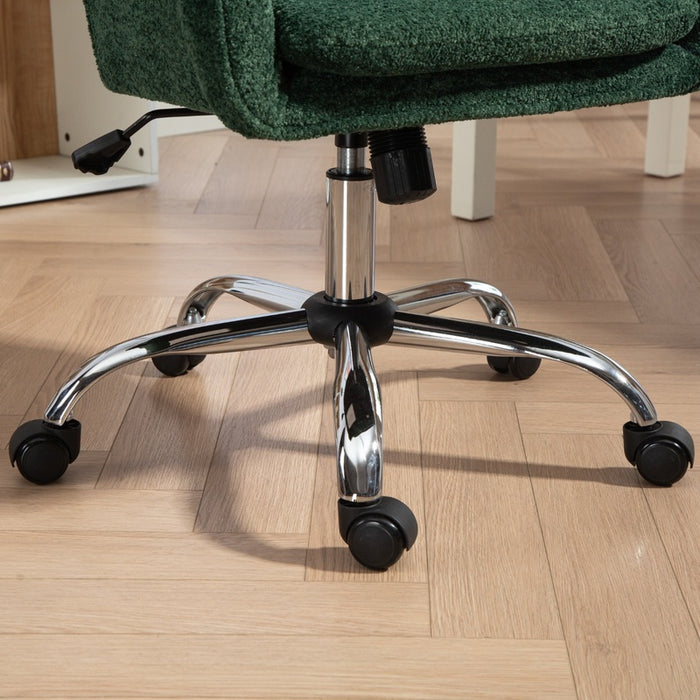HOMCOM Snow Flannel Office Chair with Padded for Home - Dark Green