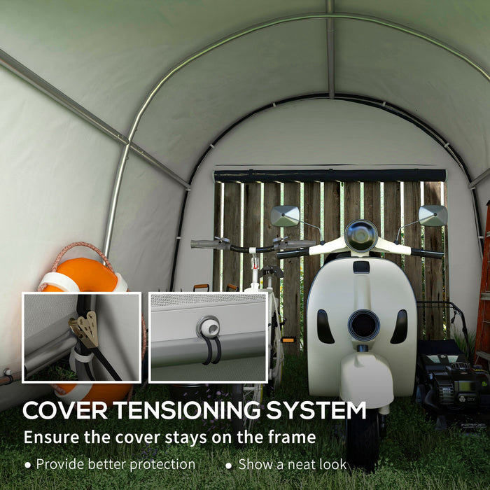 Outsunny 3 x 3(m) Garden Storage Tent, Heavy Duty Outdoor Shed with 2 Doors, Waterproof Portable Shed Storage Shelter with Galvanised Steel Frame for Bike, Motorcycle, Garden Tools, Grey