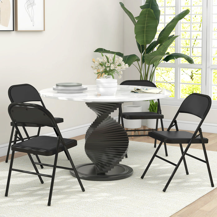 HOMCOM Set of Four Cushioned Steel Folding Chairs - Black