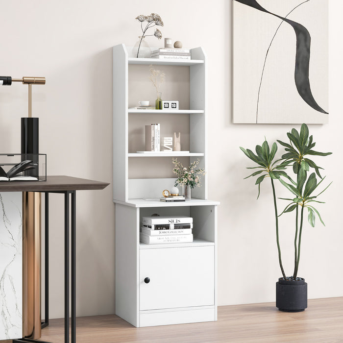 6-Tier Nightstand with Charging Station Bedside Tables Tall Night Stands-Black