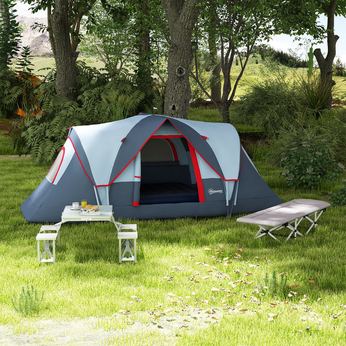 Outsunny Folding Picnic Table with 4 Seats and Umbrella Hole - Grey