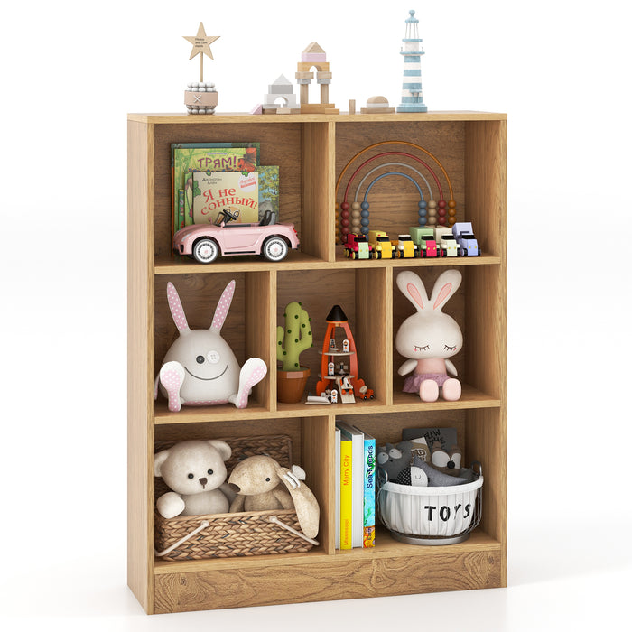 7-Cube Bookshelf with 2 Anti-Tipping Kits for Living Room and Kid’s Room-