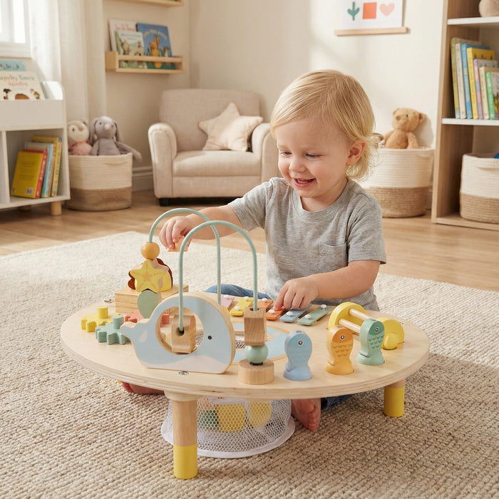 7-in-1 Toddler Activity Table with Bead Maze and Music Box