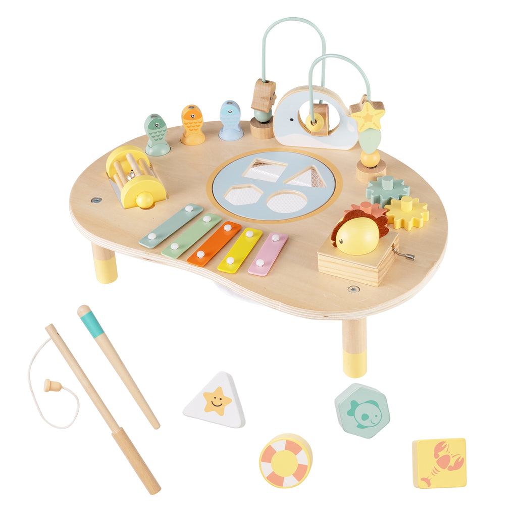 7-in-1 Toddler Activity Table with Bead Maze and Music Box