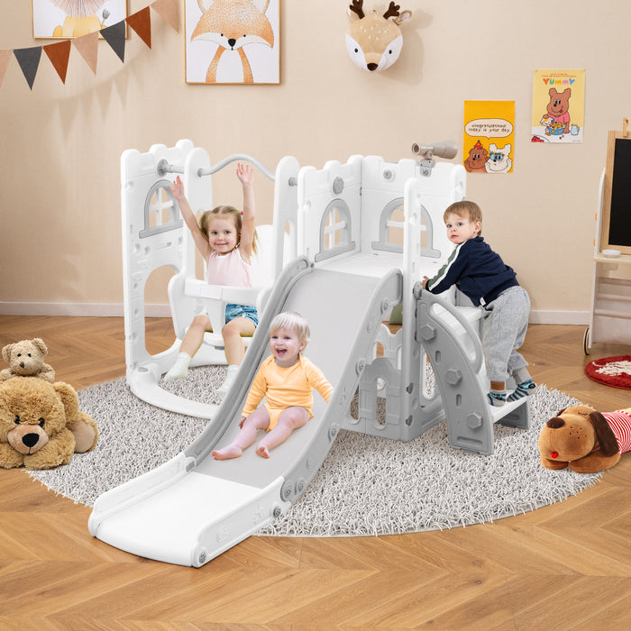 7-in-1 Toddle Slide Set with Swing Seat and Basketball Hoop and Ladder-