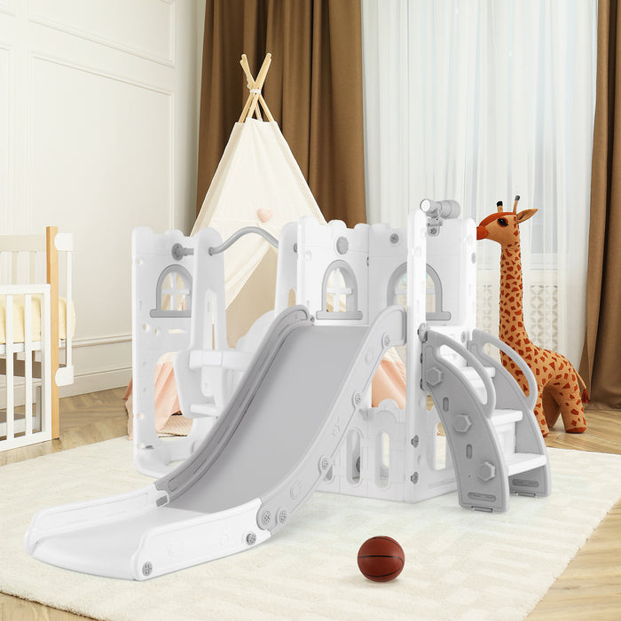 7-in-1 Toddle Slide Set with Swing Seat and Basketball Hoop and Ladder-