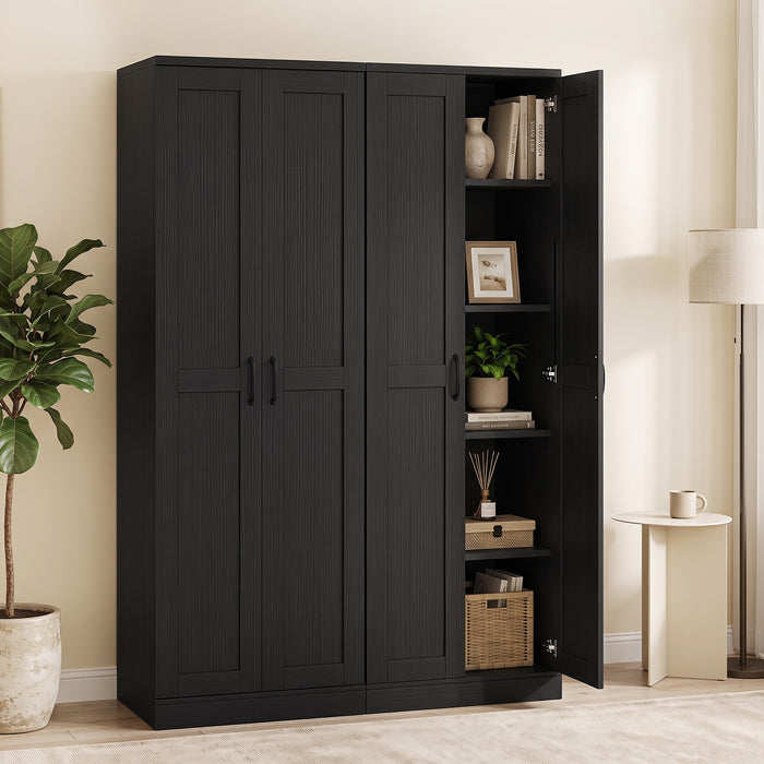 70" Tall Storage Cabinet with Doors and Adjustable Shelves for Kitchen-White