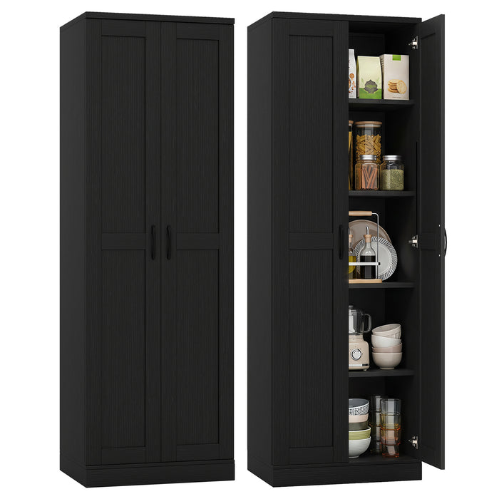 70" Tall Storage Cabinet with Doors and Adjustable Shelves for Kitchen-White