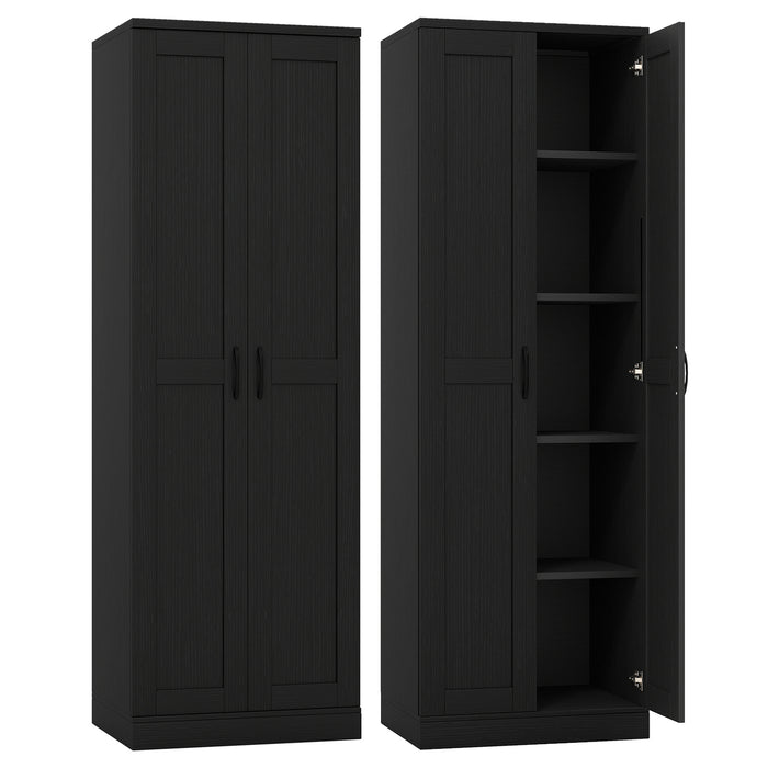 70" Tall Storage Cabinet with Doors and Adjustable Shelves for Kitchen-White