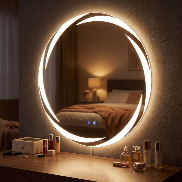 70 cm Round LED Bathroom Mirror with Memory Function