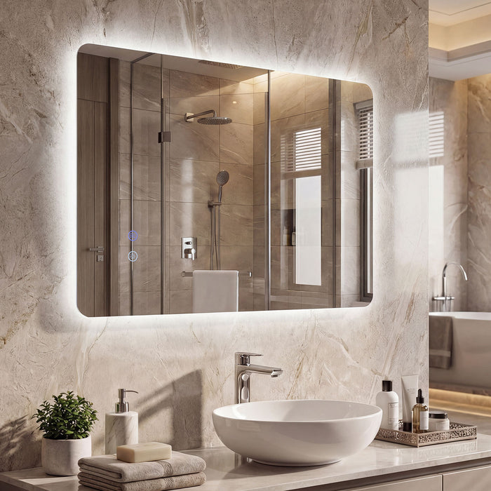 80 cm x 60 cm Rectangle LED Lighted Mirror Wall Mounted Mirror