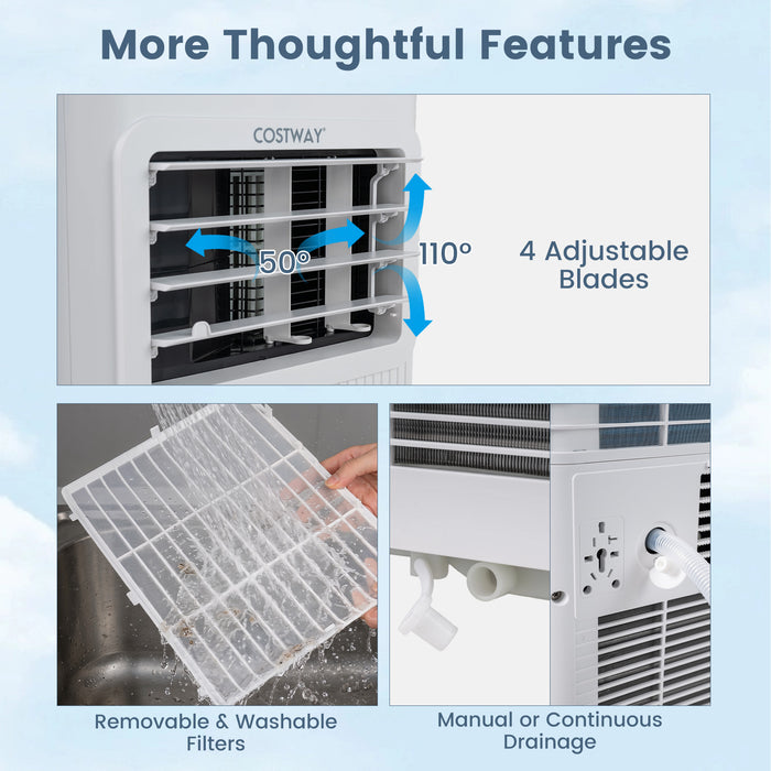 7000 BTU Portable Air Conditioner with Sleep Mode and 24H Timer-