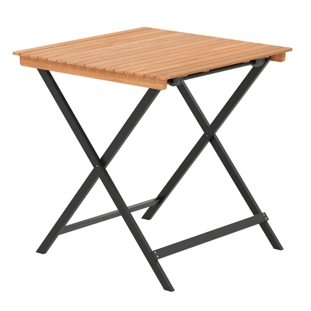 70CM Patio Folding Table with Slatted Tabletop for Backyard