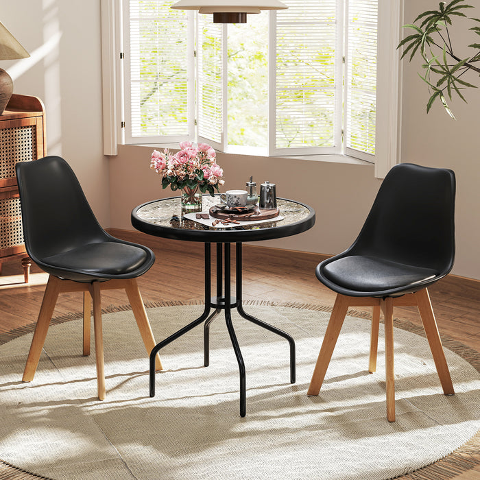 70CM Patio Dining Table with Heavy-Duty Metal Frame and Rippled Tempered Glass Top