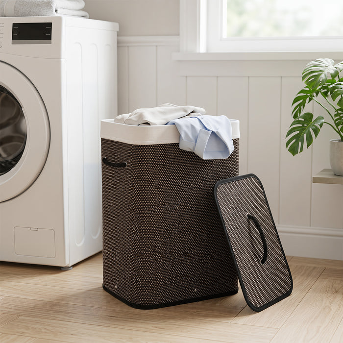 72 L Capacity Bamboo Laundry Hamper with Lid and Removable Liner for Bedroom-