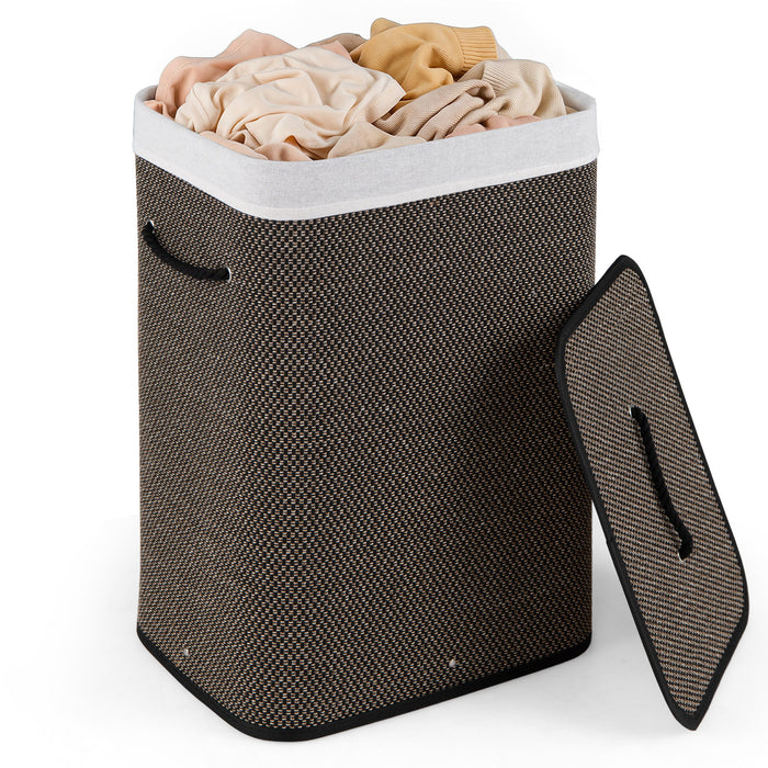 72 L Capacity Bamboo Laundry Hamper with Lid and Removable Liner for Bedroom-