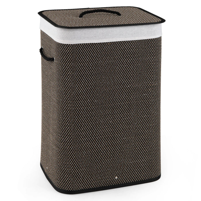 72 L Capacity Bamboo Laundry Hamper with Lid and Removable Liner for Bedroom-
