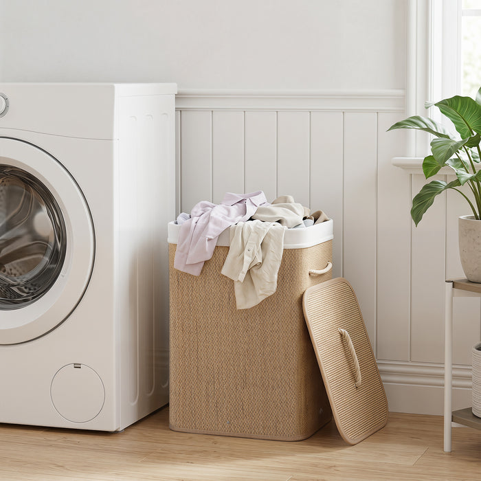 72 L Capacity Bamboo Laundry Hamper with Lid and Removable Liner for Bedroom-