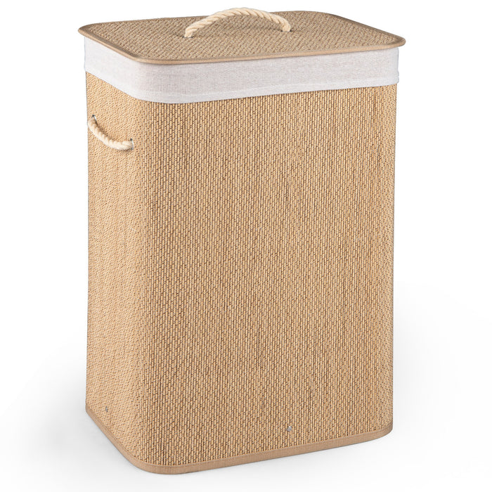 72 L Capacity Bamboo Laundry Hamper with Lid and Removable Liner for Bedroom-