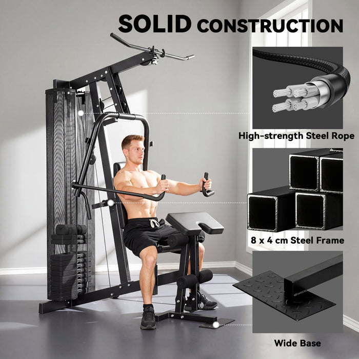 SPORTNOW Multi Gym with Adjustable Seat and Back, All in One Home Gym Machine with 45kg Weight Stack for Full Body Strength Training