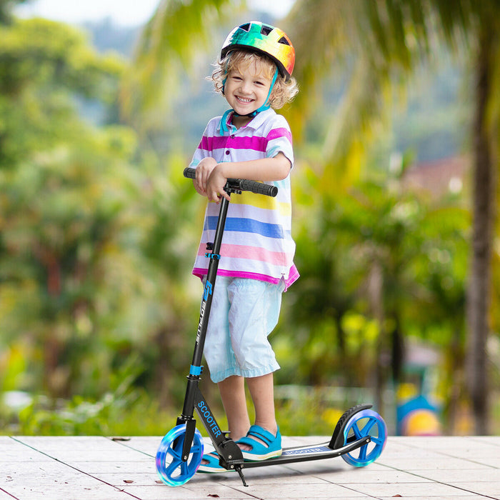 Kick Scooter-Foldable, Adjustable, 2 Large Wheels, LED Lights-Suitable for Children, Color Pink