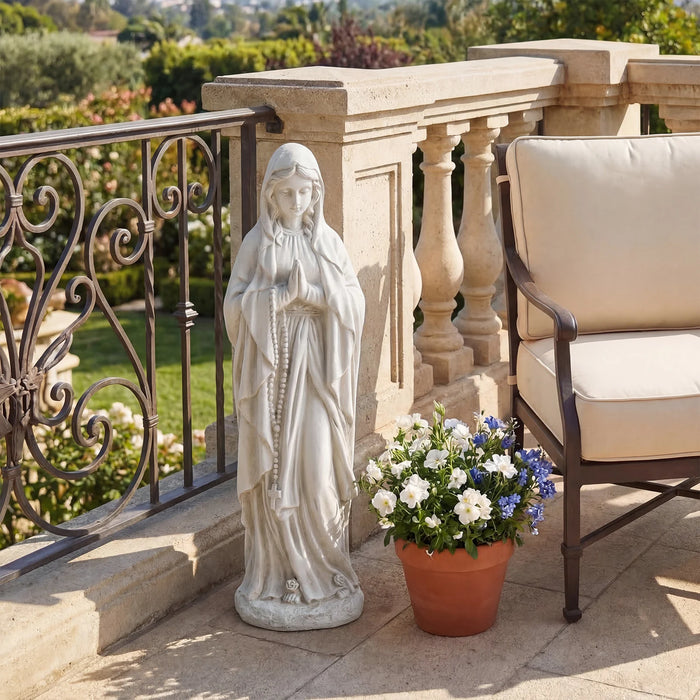 74.5 cm Virgin Mary Statue Outdoor Religious Sculpture with Aged Finish-