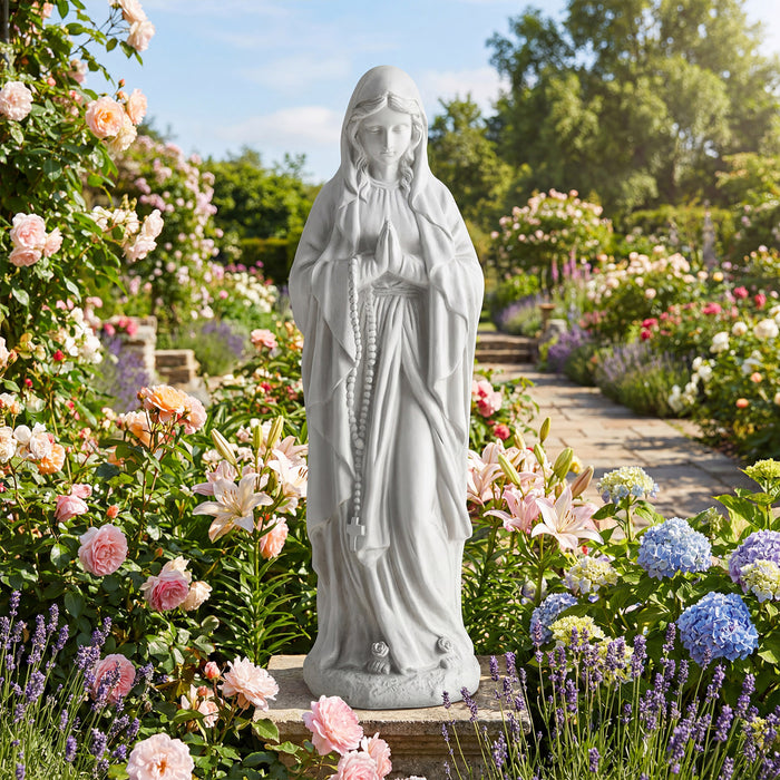 74.5 cm Virgin Mary Statue Outdoor Religious Sculpture with Aged Finish-